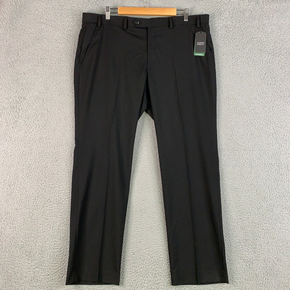 Alfani Performance Stretch Dress Pants Mens 38 x 30 Black Classic Fit Flat Front